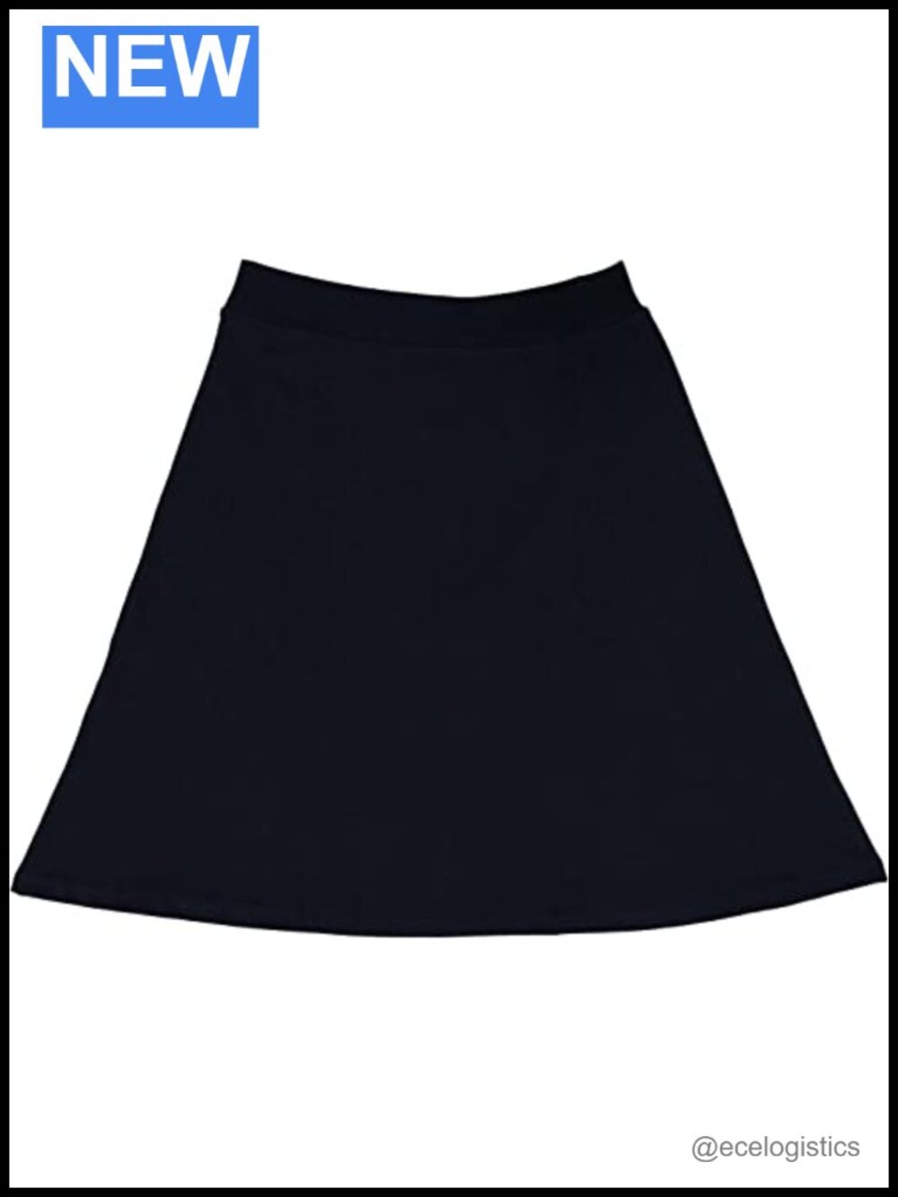 Cotton Spandex A-line Knee Length Pull On Skirt High Rise Flared